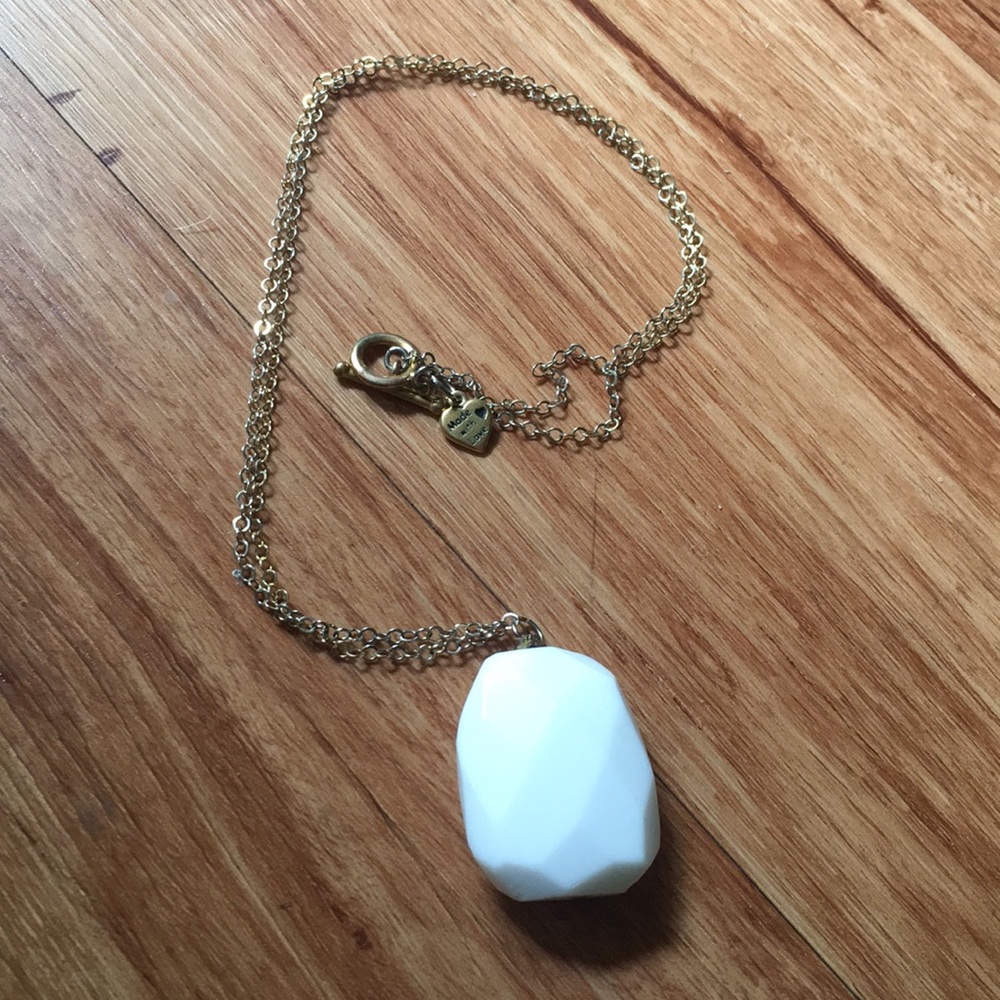 White Patterened Stone Necklace